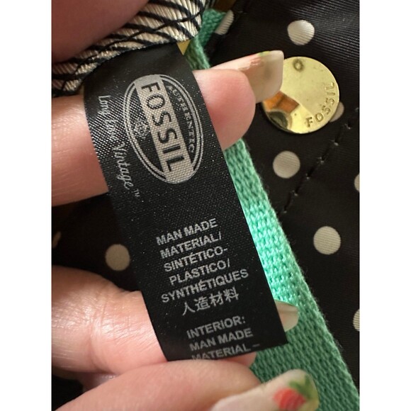 Fossil Keyper Nylon Polka Dots Zip Closure Shoulder Shopping Beach Tote Bag - Picture 9 of 10